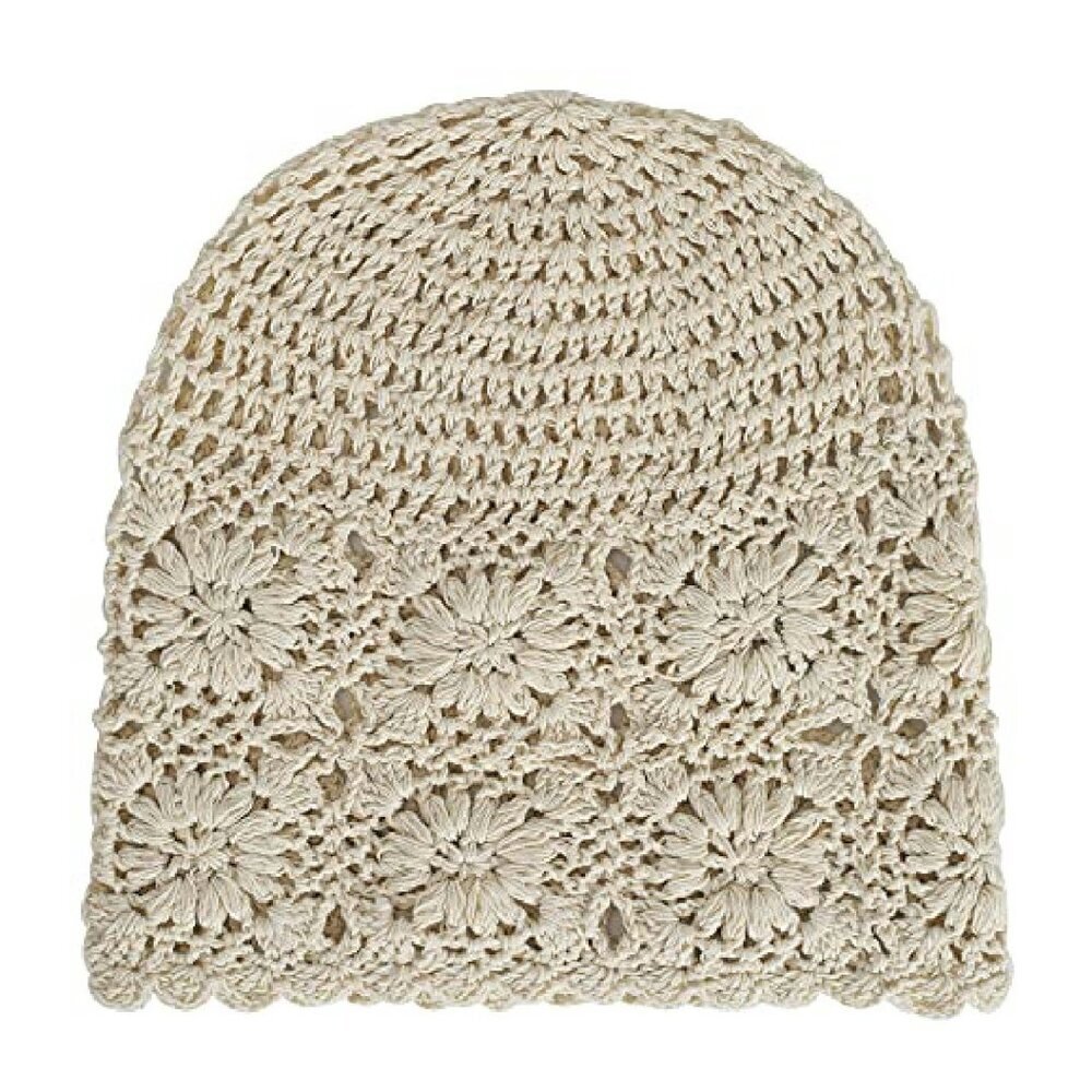 Cotton Crochet Slouchy Beanie Handmade Knit Summer Skull Cap - Picture 6 of 7